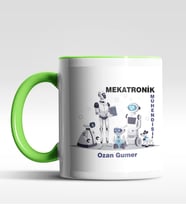 Kişiye Özel Mekatronik Mühendisi Tasarımlı Siyah Kupa (Yeşil-Beyaz)