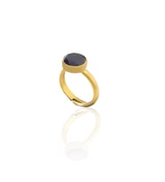 Kadir Jewellery 22 Ayar Altın Kaplama Zirkon Taşlı Kadın Minimal Yüzük (Mor)