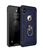 Microsonic Apple iPhone X Kılıf Military Ring Holder (Lacivert)