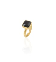 Kadir Jewellery 22 Ayar Altın Kaplama Zirkon Taşlı Kadın Minimal Yüzük (Siyah)