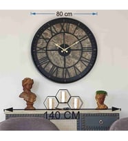 Markakanvas Siyah Metal Kasalı Mermer Desenli  Duvar Saati  ( Çap 50 cm -Çap 80 cm ) (Siyah)