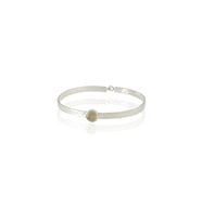 Kadir Jewellery 925 Ayar Gümüş Kaplama El İşçiliği Zirkon Taşlı Kadın Kelepçe Bilezik (Beyaz)