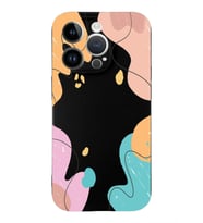 PrintiFy Apple iPhone 14 Pro Uyumlu Lansman Kılıf Karışık Renkler Tasarımlı İçi Kadife Kapak (Siyah)