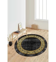 Dijital Baskılı Kaymaz Taban Yıkanabilir Yuvarlak Salon Halısı Koridor Halısı Paspas NDY-SD-1071 (Gold)