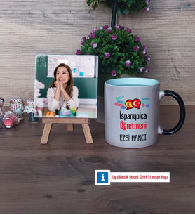 İspanyolca Öğretmeni Fotoğraflı Dekoratif Taş, Kupa Bardak Beyaz HediyeÖğretmenler Günü Hediyesi (Model 9)