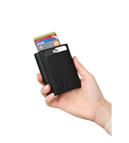 Retro 2660 Hakiki Deri Mekanizmalı Unisex Cüzdan (Mat Siyah)