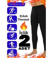 2 Li Erkek Siyah Termal İçi Polar Kışlık İçlik Termal Tayt (Çok Renkli)