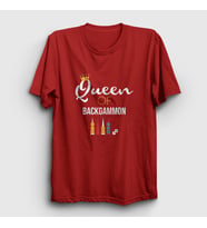 Presmono Unisex Beyaz Queen Of Backgammon Oyun Tavla T-Shirt 418451tt (Kırmızı)