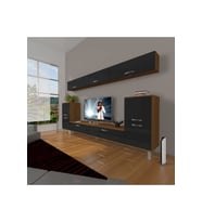 Decoraktiv Eko 9 Slm Std Krom Ayaklı Tv Ünitesi Tv Sehpası (Siyah - Ceviz)