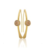 Kadir Jewellery 22 Ayar Altın Kaplama Kadın Taşlı Küpe -El İşçiliği Ve Hipoalerjenik Küpe (Turuncu)