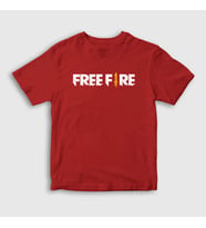 Presmono Unisex Çocuk Beyaz Logo Free Fire T-Shirt 233432tt (Kırmızı)