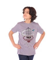 Toontoy Erkek Çocuk Kafes Baskılı Tişört (Gri)