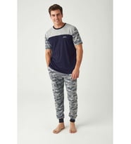 Mod Collection 3428 Kamuflaj Baskılı Erkek Pijama Takım (Siyah)