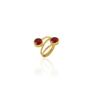 Kadir Jewellery 22 Ayar Altın Kaplama Zirkon Taşlı Ayarlanabilir Renkli Taşlı Yüzük (Kırmızı)