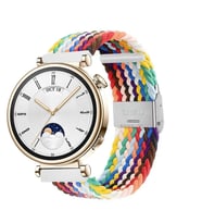 Sneezy Huawei Watch GT 4 41mm İle Uyumlu 18mm Metal Klips Solo Fiberlink Örgü Kordon (Rainbow)