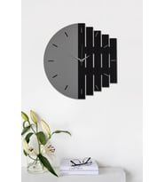 Dekoratif Ahşap Duvar Saati 43 Cm - Ritim (Gri - Siyah)