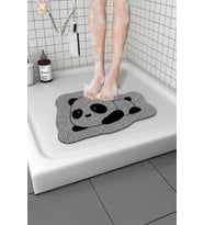 Panda Banyo Paspası Kaymaz Taban Yumuşak Esnek  Paspas Islak Zemin Hijyenik Paspas (40x60 cm) (Gri)