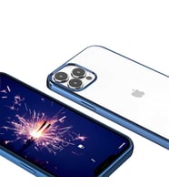 Uyumlu Model Apple iPhone 13 Pro Kılıf Sararmaz Şeffaf Sert Fit Kapak (Mavi)
