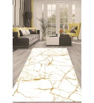 Dijital Kaymaz Taban Yıkanabilir Modern Renkli Salon Halısı Mutfak Halısı Yolluk ND-HT-415 (Gold)