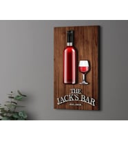 BK Gift Kişiye Özel Kabartma Tasarımlı Ahşap Bar Tabelası 61cm, Home Bar Tabela, Rustik Ev Dekorasyonu, Duvar Dekoru (Model 7)