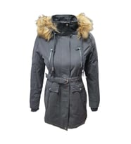 Tmberline Tb3439 Kadın Gabardin Kapüşonlu İçi Kürklü Mont - Tb3439 - Lacivert (Siyah)
