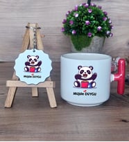 Sevimli Panda Hediye Seti Kupa Bardak T Kulplu ve Anahtarlık Arkadaşa Sevgiliye Hediye (Model 1)