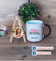 İtalyanca Öğretmeni Kupa Bardak Beyaz ve Fotoğraflı Ahşap Anahtarlık Hediye (Model 9)