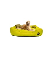 Ultrasoft Büyük Irk Köpek Yatağı Yıkanabilir Yüksek Kaliteli Kumaş Pati Işlemeli 80x100 (Sarı)