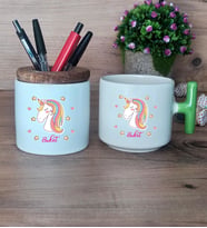Unicorn Hediye Sepeti Kupa Bardak T Kulplu, Kalemlik Hediyeleri Kadın Arkadaşa Doğum Günü Hediyesi (Model 8)