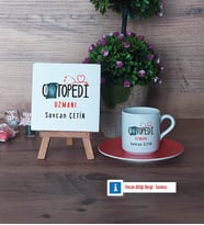 Ortopedi Uzmanı Dekoratif Taş, Türk Kahvesi Fincanı Kırmızı İsme Özel Hediye (Model 6)