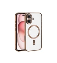 Apple iPhone 16 Kılıf Kamera Lens Korumalı Renkli Magsafe Şarj Uyumlu Şeffaf Silikon (Bej)