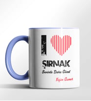 Kişiye Özel Şırnak Seninle Daha Güzel Tema Siyah Renk Kupa (Mavi)