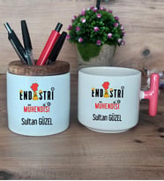 Endüstri Mühendisi Hediye Sepeti Kupa Bardak T Kulplu, Kalemlik Hediyeleri Mühendisler Günü Hediyesi (Model 4)