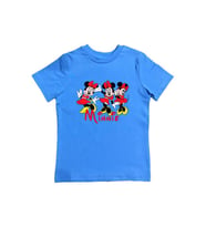 Minnie Mouse baskılı pamuklu penye kumaş yazlık çocuk tişört (Mavi)