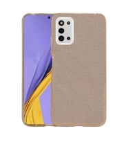 Samsung Galaxy A03S Kılıf Simli Parlak Shining Kapak (Gold)