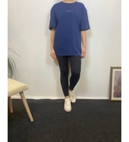Süperlife Kadın Bisiklet Yaka Standart &Regular Fit  Brookyln Baskılı Tişort SPR21YK27 (Lacivert)