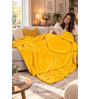 Çoban Dikişi 150*200 cm Pelüş  Battaniyesi (%100 Yerli) (Sarı)