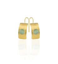 Kadir Jewellery 22 Ayar Altın Kaplama Kadın Minimal Küpe -El İşçiliği Ve Hipoalerjenik Küpe (Açık Yeşil)