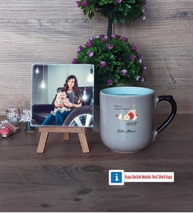 Anneye Hediye Fotoğraflı Dekoratif Taş, Kupa Bardak Beyaz Hediye (Model 10)