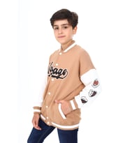 Toontoy Erkek Çocuk Baskılı Kolej Hırka (Kahverengi)