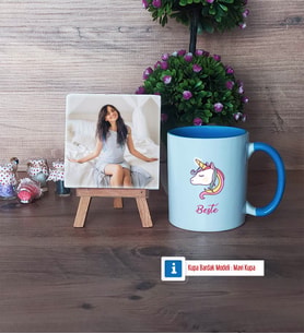 Unicorn Fotoğraflı Dekoratif Taş, Kupa Bardak Beyaz Hediye (Model 4)