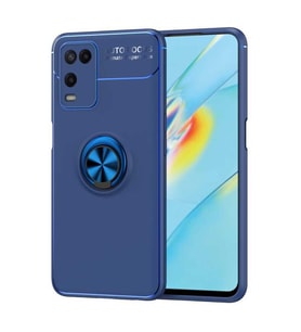 Oppo A54 4G Kılıf Zore Ravel Yüzüklü Silikon Kılıf (Mavi)
