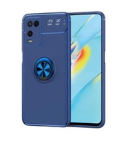 Oppo A54 4G Kılıf Zore Ravel Yüzüklü Silikon Kılıf (Mavi)