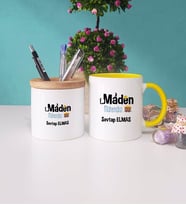 Maden Mühendisi Kupa Bardak Lacivert ve Kalemlik (Model 4)