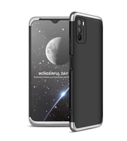 Xiaomi Poco M3 Kılıf 3 Parça Slim Sert Silikon Kapak AYS (Siyah-Gri)
