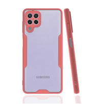 Galaxy M32 Kılıf Kamera Korumalı Arkası Şeffaf Silikon (Pembe)