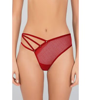 Kadın Dantel Detaylı Transparan Tanga String Külot (Kırmızı)