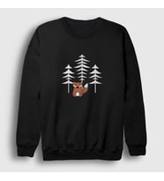 Presmono Unisex Bordo Forest Fox Tilki Sweatshirt 367759tt (Siyah)