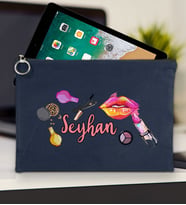 BK Gift Kişiye Özel İsimli-4 Tablet Çantası 30x21cm(12 Renk Seçeneği), Ipad Çantası, Baskılı Tablet Kılıfı (Lacivert)
