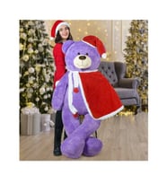 160 Cm Pelerinli - Şapkalı Ayıcık, Yeni Yıl, Yılbaşı Hediyesi (Mor)
